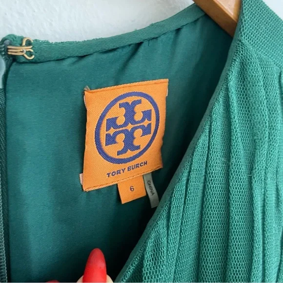 SOLD Tory Burch Ethel green tulle ruched dress - Picture 4 of 8